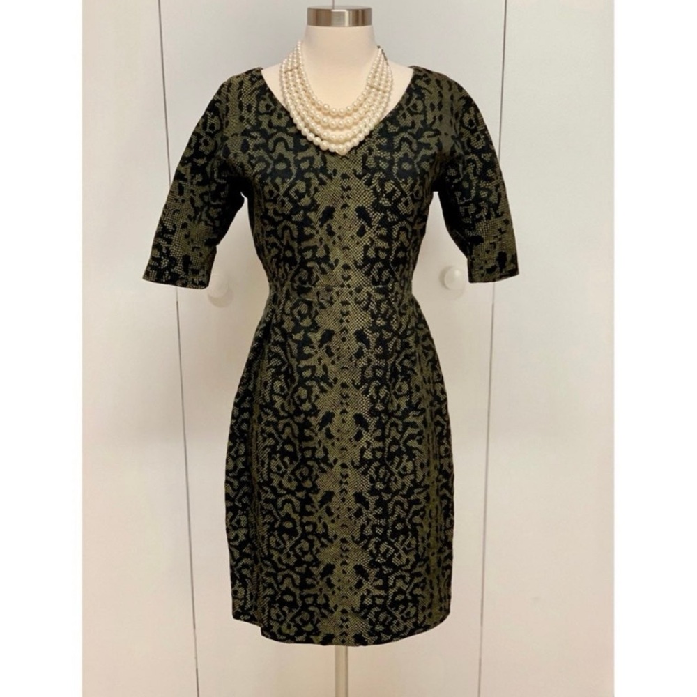 Gucci Black and Gold Jacquard Midi Dress